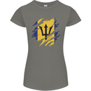 Torn Barbados Flag Barbadians Day Football Womens Petite Cut T-Shirt Charcoal