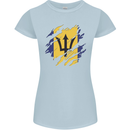 Torn Barbados Flag Barbadians Day Football Womens Petite Cut T-Shirt Light Blue