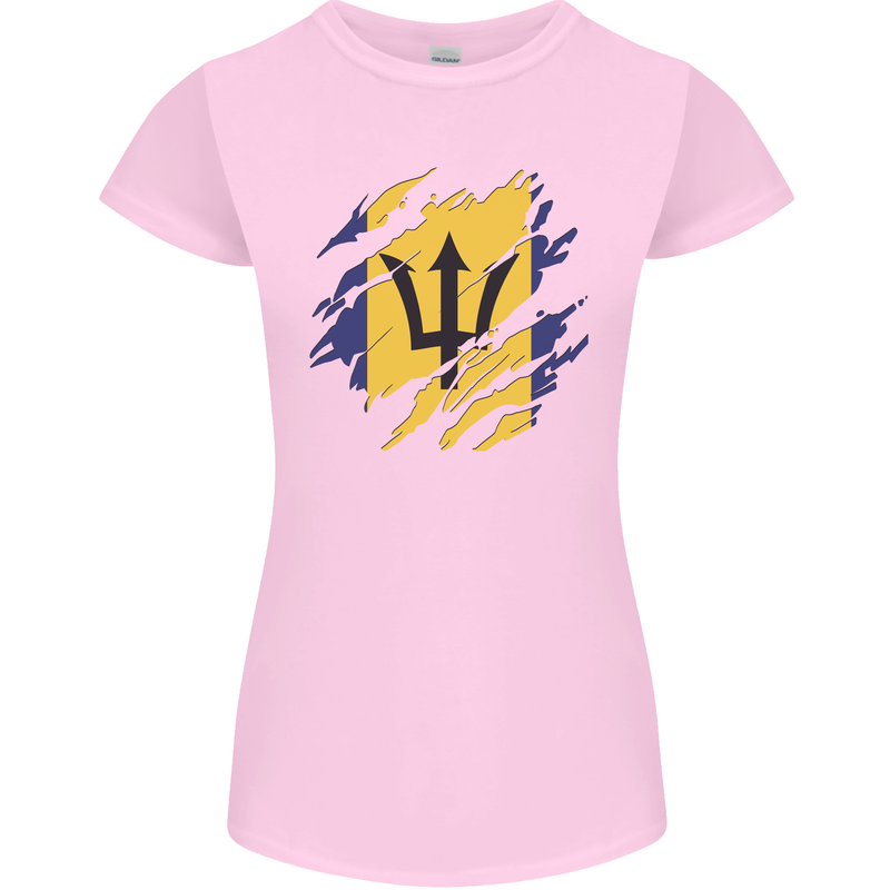 Torn Barbados Flag Barbadians Day Football Womens Petite Cut T-Shirt Light Pink