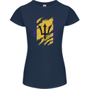 Torn Barbados Flag Barbadians Day Football Womens Petite Cut T-Shirt Navy Blue