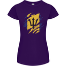 Torn Barbados Flag Barbadians Day Football Womens Petite Cut T-Shirt Purple
