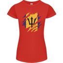 Torn Barbados Flag Barbadians Day Football Womens Petite Cut T-Shirt Red