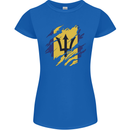 Torn Barbados Flag Barbadians Day Football Womens Petite Cut T-Shirt Royal Blue