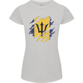 Torn Barbados Flag Barbadians Day Football Womens Petite Cut T-Shirt Sports Grey