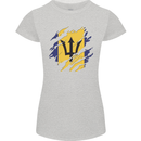 Torn Barbados Flag Barbadians Day Football Womens Petite Cut T-Shirt Sports Grey