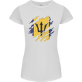 Torn Barbados Flag Barbadians Day Football Womens Petite Cut T-Shirt White
