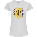 Torn Barbados Flag Barbadians Day Football Womens Petite Cut T-Shirt White