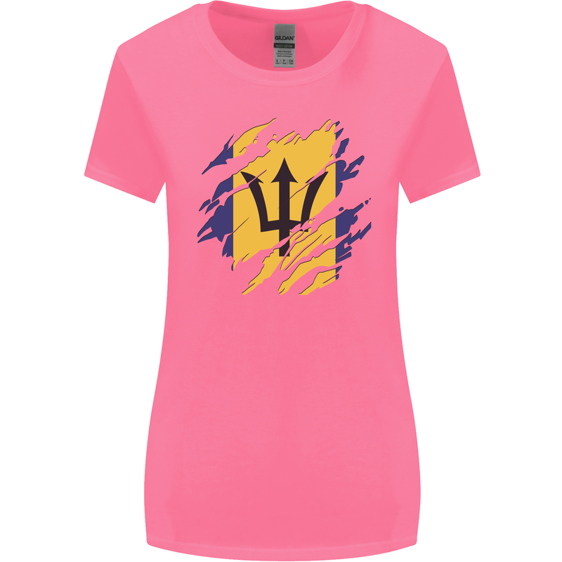 Torn Barbados Flag Barbadians Day Football Womens Wider Cut T-Shirt Azalea