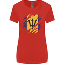 Torn Barbados Flag Barbadians Day Football Womens Wider Cut T-Shirt Red