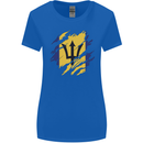 Torn Barbados Flag Barbadians Day Football Womens Wider Cut T-Shirt Royal Blue