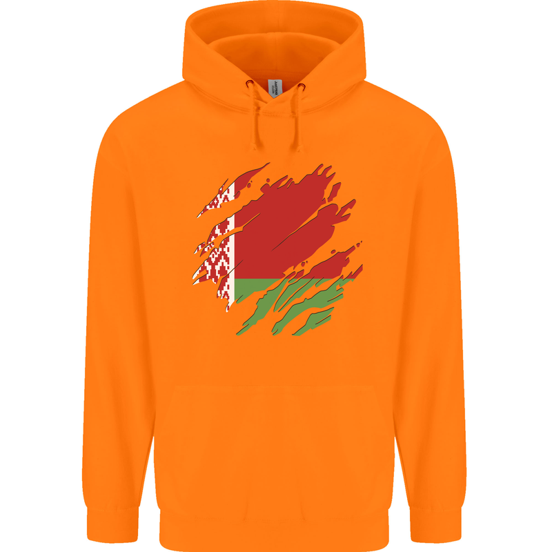 Torn Belarus Flag Belarusian Day Football Childrens Kids Hoodie Orange