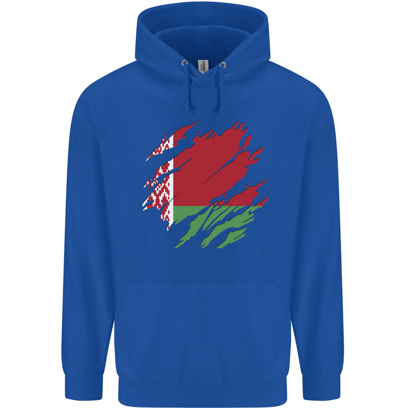 Torn Belarus Flag Belarusian Day Football Childrens Kids Hoodie Royal Blue