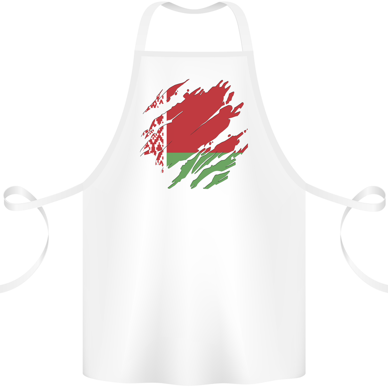 Torn Belarus Flag Belarusian Day Football Cotton Apron 100% Organic White