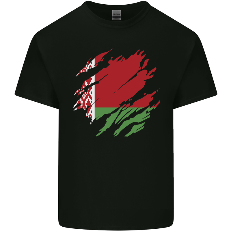 Torn Belarus Flag Belarusian Day Football Kids T-Shirt Childrens Black