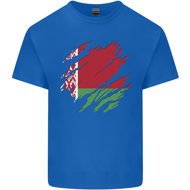 Torn Belarus Flag Belarusian Day Football Kids T-Shirt Childrens Royal Blue