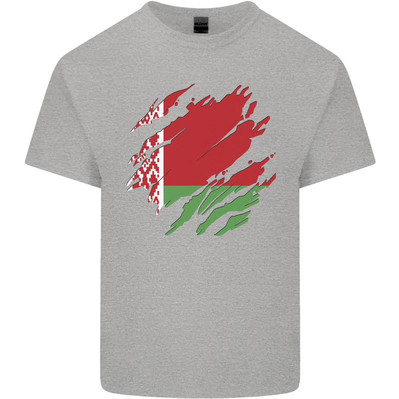 Torn Belarus Flag Belarusian Day Football Kids T-Shirt Childrens Sports Grey