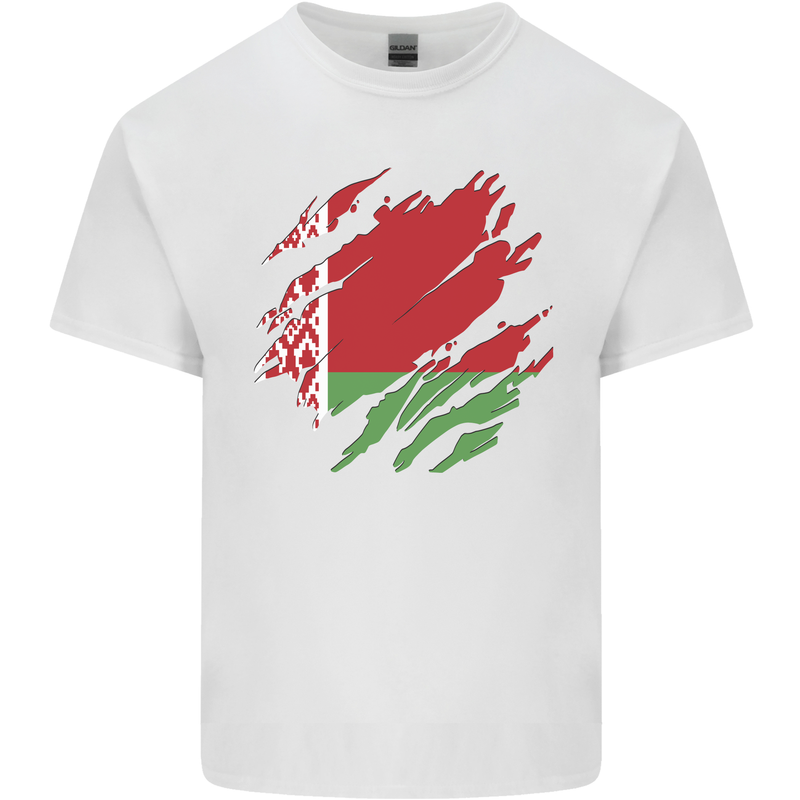 Torn Belarus Flag Belarusian Day Football Kids T-Shirt Childrens White