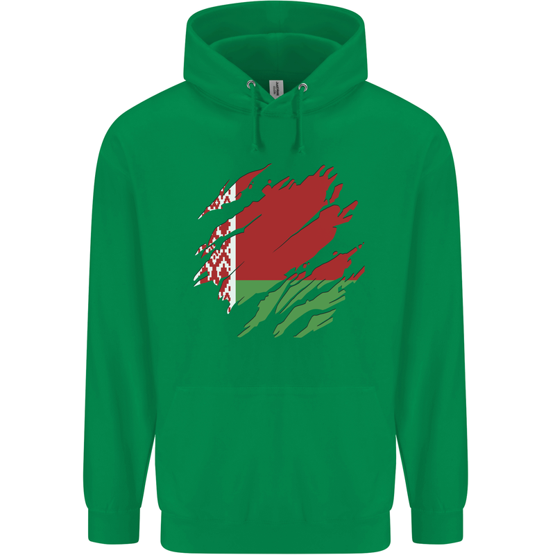 Torn Belarus Flag Belarusian Day Football Mens 80% Cotton Hoodie Irish Green