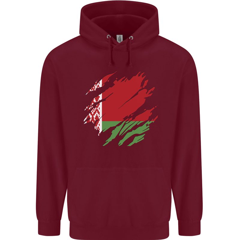 Torn Belarus Flag Belarusian Day Football Mens 80% Cotton Hoodie Maroon