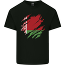 Torn Belarus Flag Belarusian Day Football Mens Cotton T-Shirt Tee Top Black