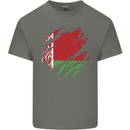 Torn Belarus Flag Belarusian Day Football Mens Cotton T-Shirt Tee Top Charcoal