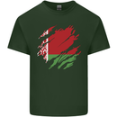 Torn Belarus Flag Belarusian Day Football Mens Cotton T-Shirt Tee Top Forest Green