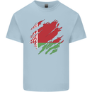 Torn Belarus Flag Belarusian Day Football Mens Cotton T-Shirt Tee Top Light Blue