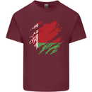 Torn Belarus Flag Belarusian Day Football Mens Cotton T-Shirt Tee Top Maroon