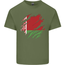 Torn Belarus Flag Belarusian Day Football Mens Cotton T-Shirt Tee Top Military Green
