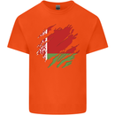 Torn Belarus Flag Belarusian Day Football Mens Cotton T-Shirt Tee Top Orange