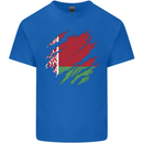 Torn Belarus Flag Belarusian Day Football Mens Cotton T-Shirt Tee Top Royal Blue