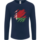 Torn Belarus Flag Belarusian Day Football Mens Long Sleeve T-Shirt Navy Blue