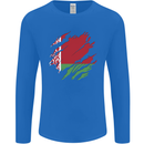 Torn Belarus Flag Belarusian Day Football Mens Long Sleeve T-Shirt Royal Blue