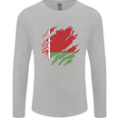 Torn Belarus Flag Belarusian Day Football Mens Long Sleeve T-Shirt Sports Grey
