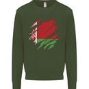 Torn Belarus Flag Belarusian Day Football Mens Sweatshirt Jumper Forest Green