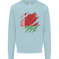 Torn Belarus Flag Belarusian Day Football Mens Sweatshirt Jumper Light Blue