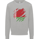 Torn Belarus Flag Belarusian Day Football Mens Sweatshirt Jumper Sports Grey