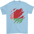 Torn Belarus Flag Belarusian Day Football Mens T-Shirt 100% Cotton Light Blue