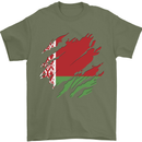 Torn Belarus Flag Belarusian Day Football Mens T-Shirt 100% Cotton Military Green