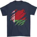 Torn Belarus Flag Belarusian Day Football Mens T-Shirt 100% Cotton Navy Blue
