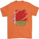 Torn Belarus Flag Belarusian Day Football Mens T-Shirt 100% Cotton Orange