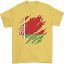 Torn Belarus Flag Belarusian Day Football Mens T-Shirt 100% Cotton Yellow