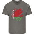 Torn Belarus Flag Belarusian Day Football Mens V-Neck Cotton T-Shirt Charcoal