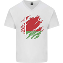 Torn Belarus Flag Belarusian Day Football Mens V-Neck Cotton T-Shirt White