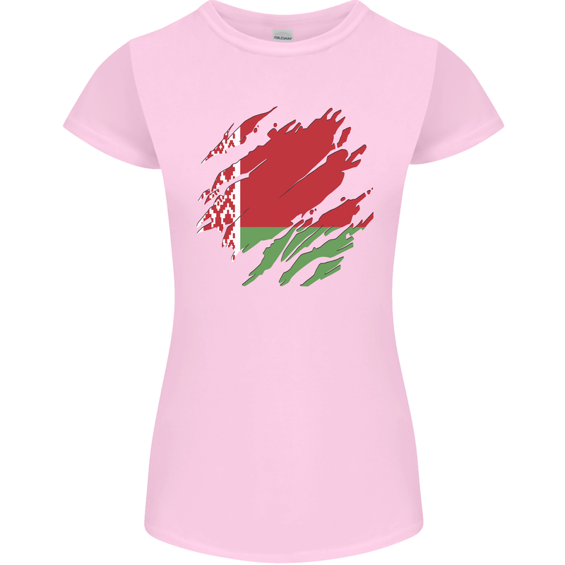 Torn Belarus Flag Belarusian Day Football Womens Petite Cut T-Shirt Light Pink