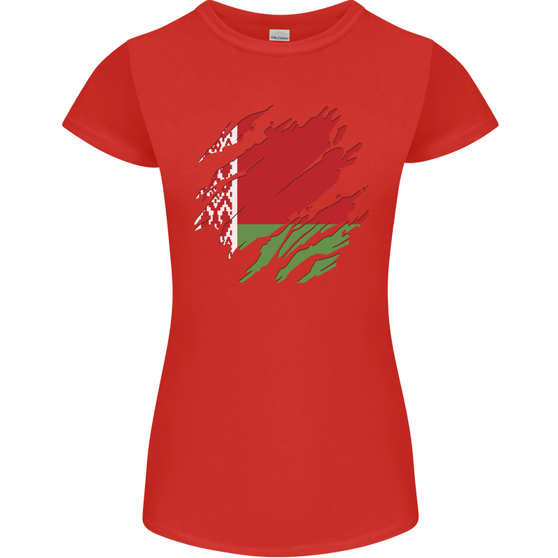 Torn Belarus Flag Belarusian Day Football Womens Petite Cut T-Shirt Red