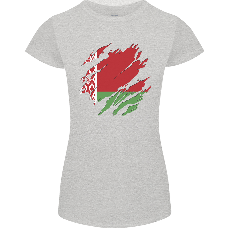 Torn Belarus Flag Belarusian Day Football Womens Petite Cut T-Shirt Sports Grey