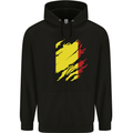 Torn Belgium Flag Belgian Day Football Childrens Kids Hoodie Black