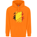Torn Belgium Flag Belgian Day Football Childrens Kids Hoodie Orange