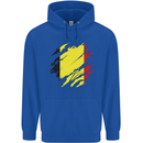 Torn Belgium Flag Belgian Day Football Childrens Kids Hoodie Royal Blue